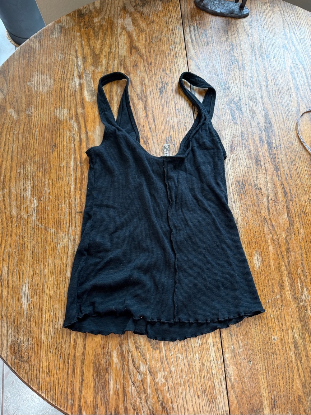 Free People Black Ribbed Button-Front Tank - Picture 3 of 3